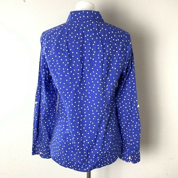 Talbots Blue White Polka Dot Button Down Shirt - Picture 4 of 6